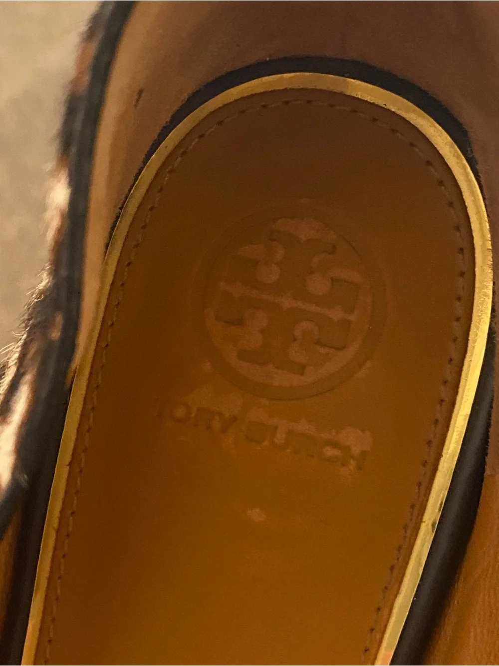 Tory Burch Metal Miller Loafer Printed Baby Haircalf Cream Leopard / Gold Sz 10